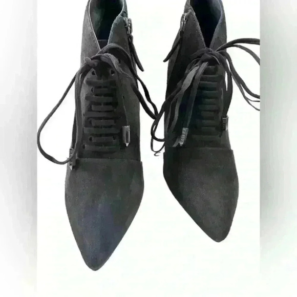 Reiss Suede Lace Up Boots Black Size 7.5 US,‎ 38 EU Heel 4” Booties with Box - Picture 7 of 16